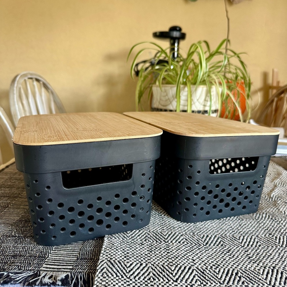 Bamboo Lid Storage Baskets